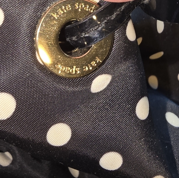 Kate Spade Stevie Baby Bag Large Black & White Polka Dot Nylon Diaper Bag Purse - Picture 9 of 14